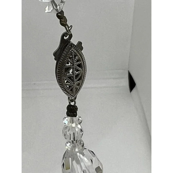 Vintage Clear Acrylic Faceted Beaded Choker Necklace 17" Clip On Earrings German - Picture 12 of 13